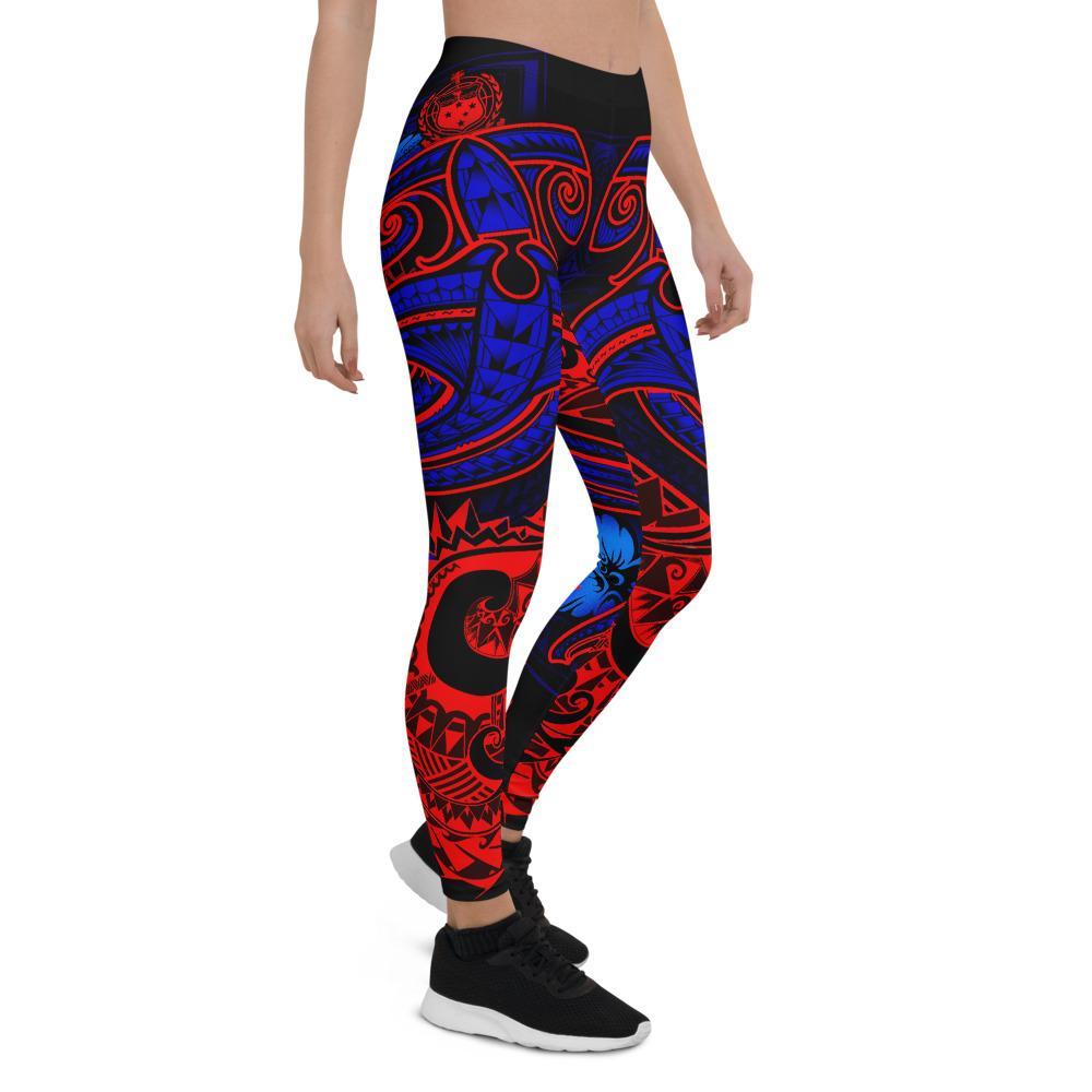 Samoa Leggings - Blue Shark Polynesian Tattoo Blue - Polynesian Pride