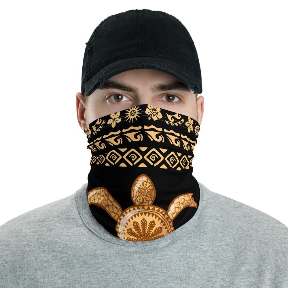 Hawaiian Bandana - Hawaii Traditional Turtle Pattern Neck Gaiter Black One Size - Polynesian Pride