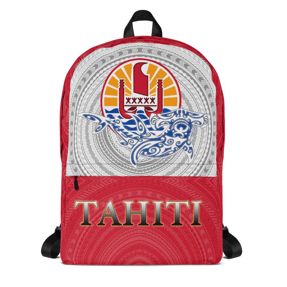 French Polynesia Tahiti Backpack - Shark With Coat Of Arms Art - Polynesian Pride