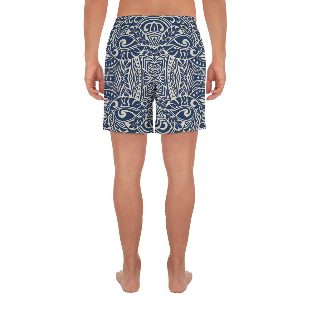 Polynesian Culture Blue White Men's Athletic Long Shorts - Polynesian Pride