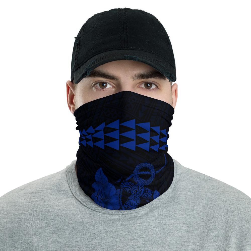 Hawaii Bandana Kakau Polynesian Anchor Neck Gaiter - Blue Blue One Size - Polynesian Pride