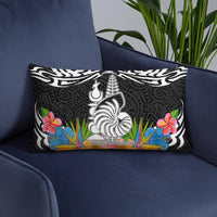New Caledonia Pillow - Coat Of Arms With Tropical Flowers - Polynesian Pride