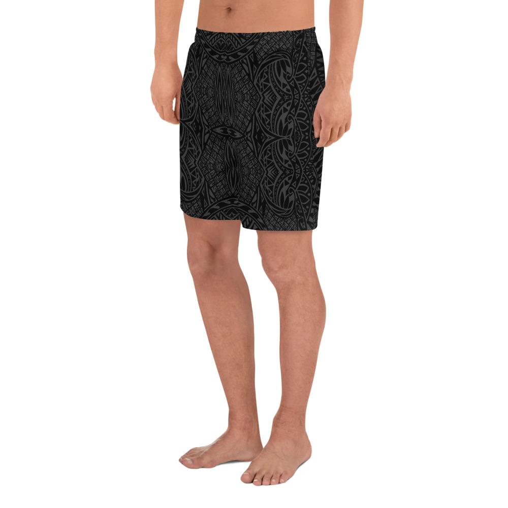 Polynesian Lauhala Mix Gray Men's Athletic Long Shorts - Polynesian Pride