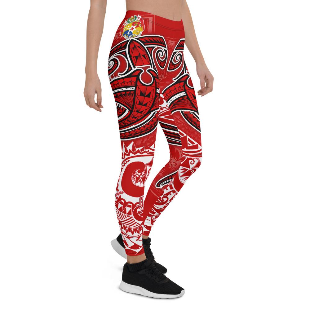 Tonga Leggings - Red Shark Polynesian Tattoo Red - Polynesian Pride