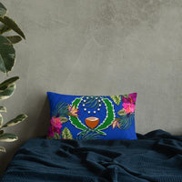 Pohnpei Polynesian Pillow - Hibiscus Surround Pillow 20×12 Blue - Polynesian Pride