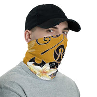 Hawaiian Bandana - Turtle Poly Trinal Plumeria Yellow Neck Gaiter - Polynesian Pride