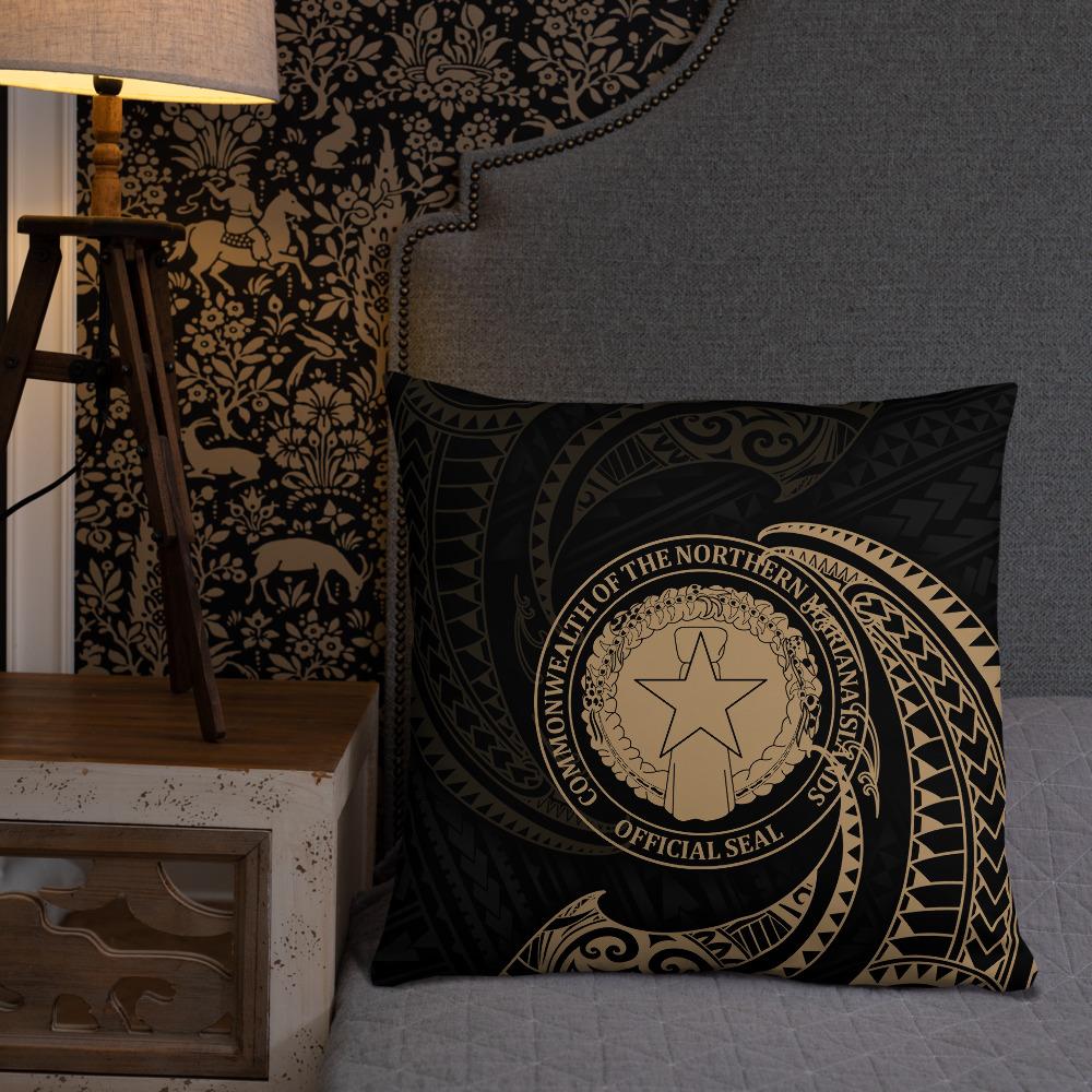 Northern Mariana Islands Polynesian Basic Pillow - Gold Tribal Wave - Polynesian Pride