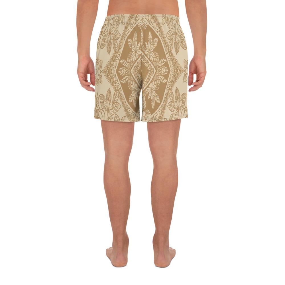 Polynesian Plumeria Mix Gold Men's Athletic Long Shorts - Polynesian Pride