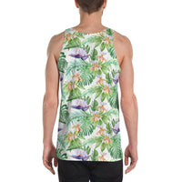 Tropical Orange Orchids Strelitzia Monstera Hawaii Men's Tank Top AH - Polynesian Pride
