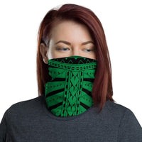 Hawaiian Bandana Hard Tatau Green Unisex Neck Gaiter One Size Black - Polynesian Pride
