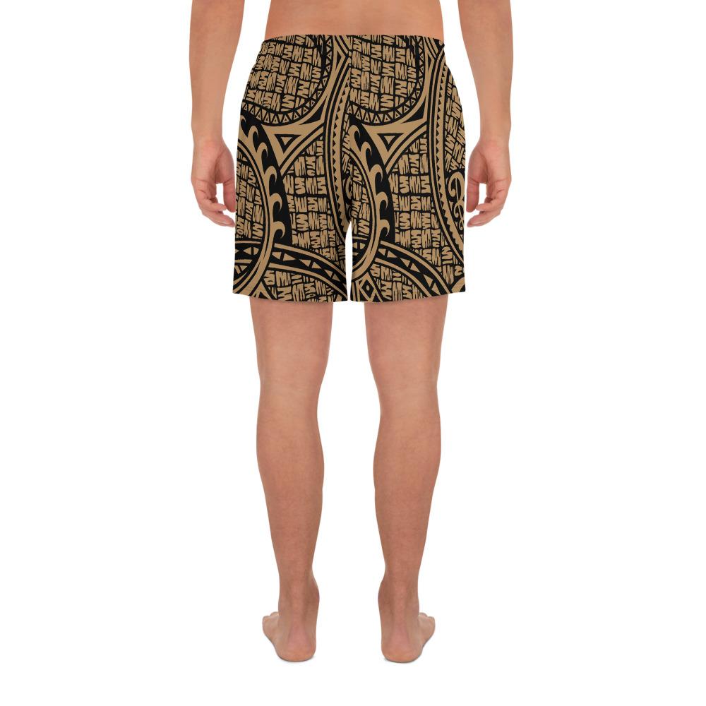 Polynesian Maori Lauhala Gold Men's Athletic Long Shorts - Polynesian Pride