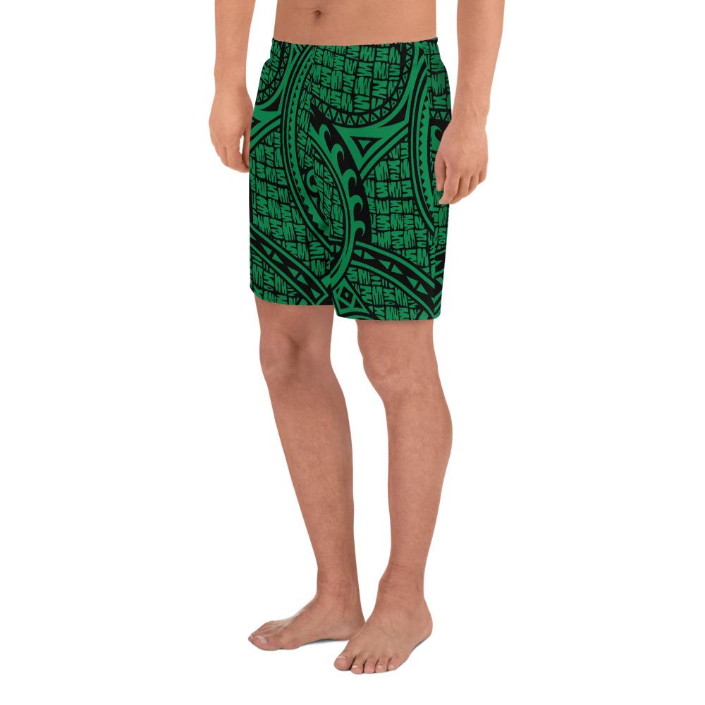 Polynesian Maori Lauhala Green Men's Athletic Long Shorts - Polynesian Pride