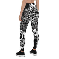 Vanuatu Polynesian Leggings - White Shark Polynesian Tattoo - Polynesian Pride