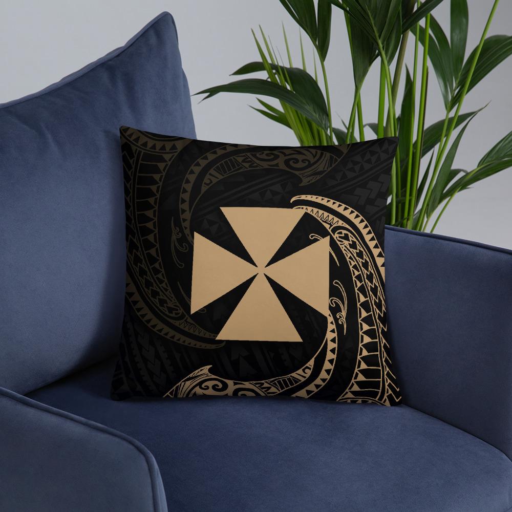 Wallis and Futuna Polynesian Basic Pillow - Gold Tribal Wave - Polynesian Pride