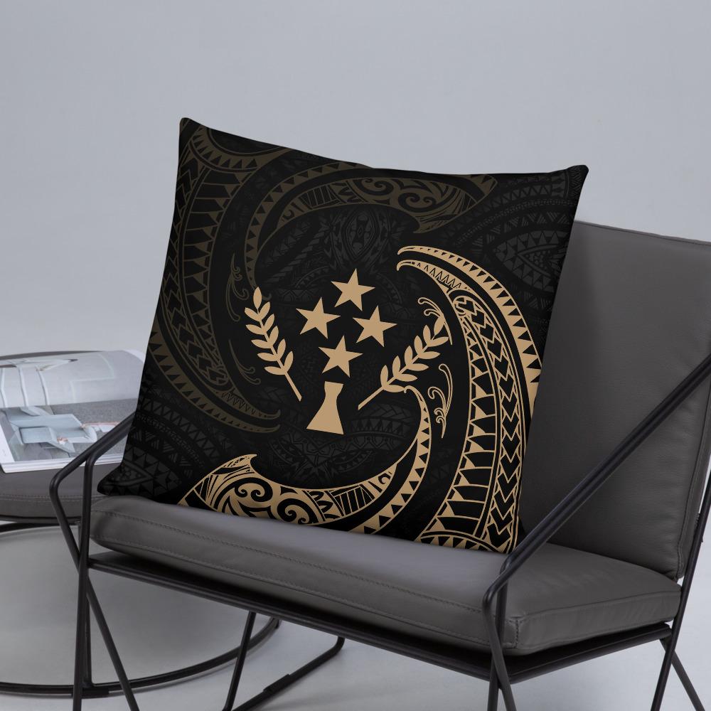 Kosrae Micronesia Basic Pillow - Gold Tribal Wave - Polynesian Pride