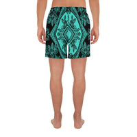 Polynesian Plumeria Mix Turquoise Black Men's Athletic Long Shorts - Polynesian Pride