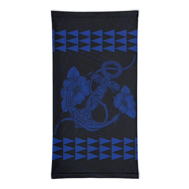 Hawaii Bandana Kakau Polynesian Anchor Neck Gaiter - Blue - Polynesian Pride