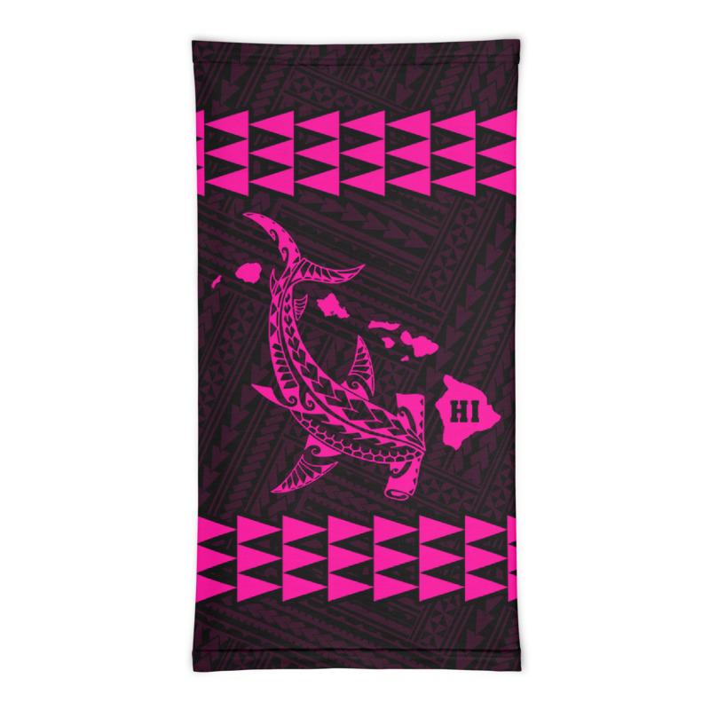 Hawaii Bandana Kakau Polynesian Hammerhead Shark Map Neck Gaiter - Pink - Polynesian Pride