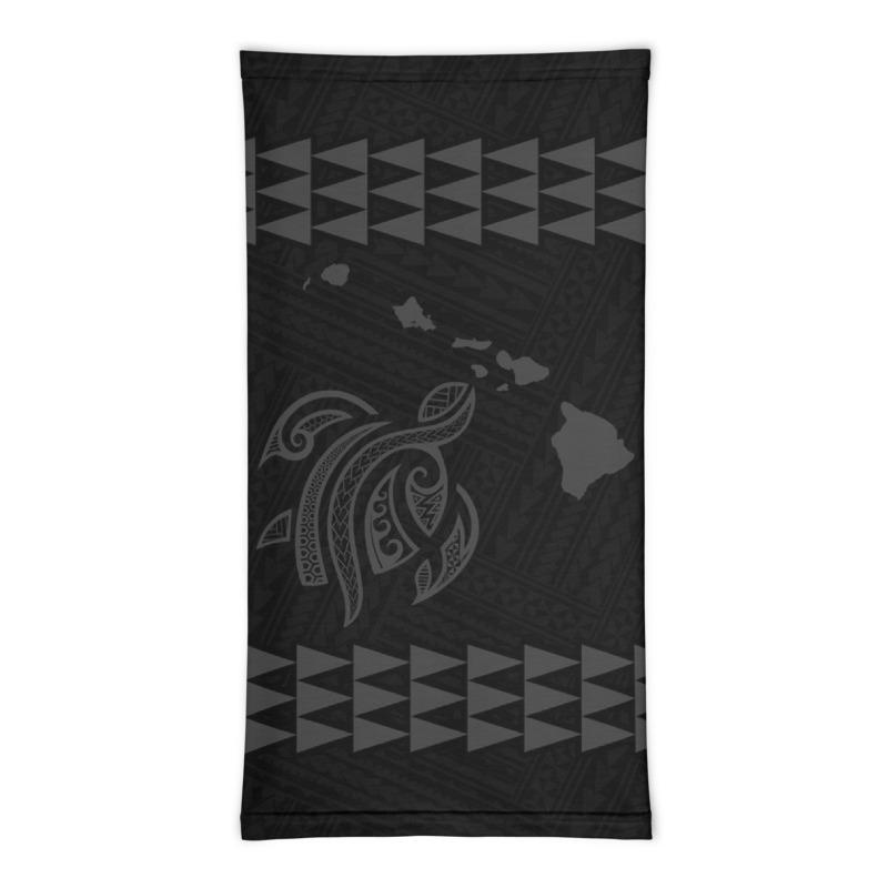 Hawaii Bandana Kakau Polynesian Turtle Map Neck Gaiter - Grey - Polynesian Pride