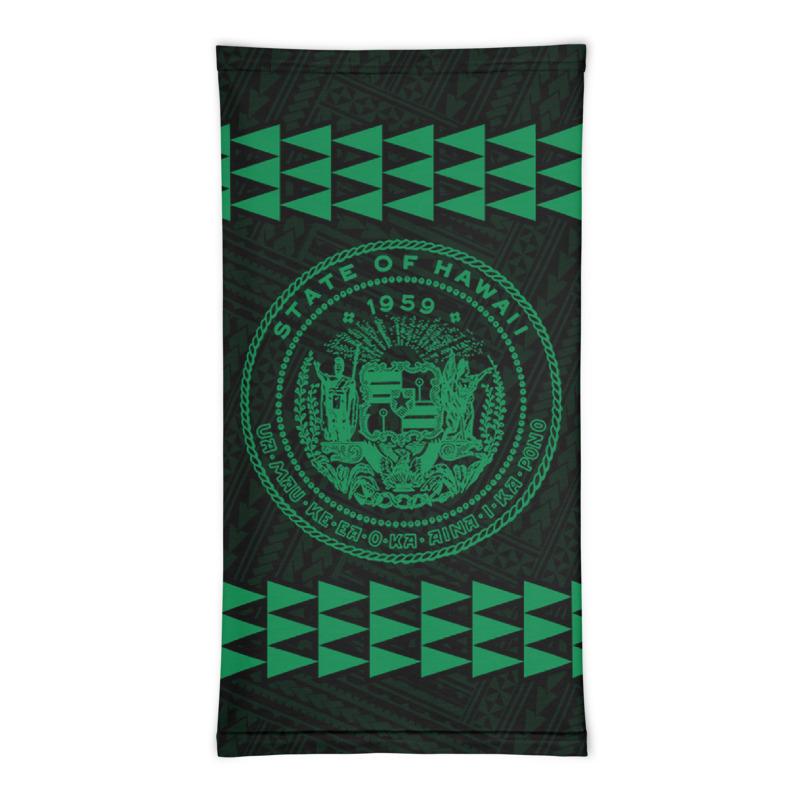 Hawaii Bandana Kakau Polynesian Coat Of Arms Neck Gaiter - Green - Polynesian Pride
