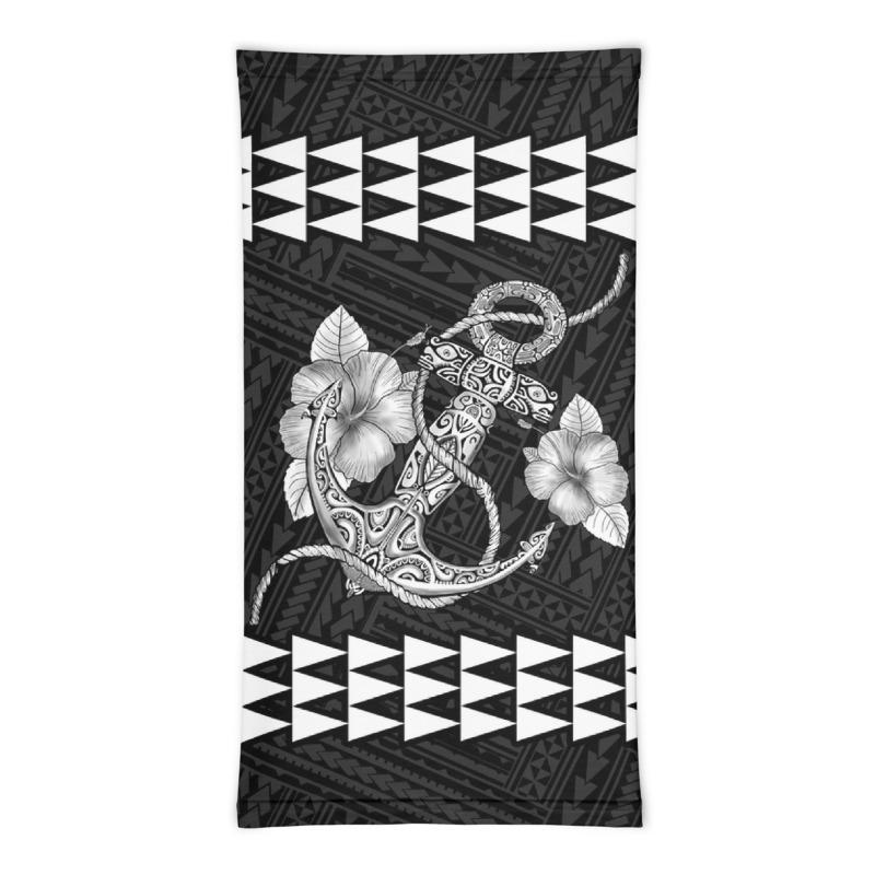 Hawaii Bandana Kakau Polynesian Anchor Neck Gaiter - White - Polynesian Pride