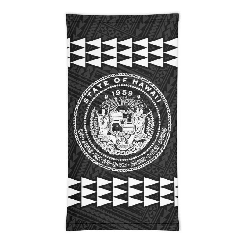 Hawaii Bandana Kakau Polynesian Coat Of Arms Neck Gaiter - White - Polynesian Pride