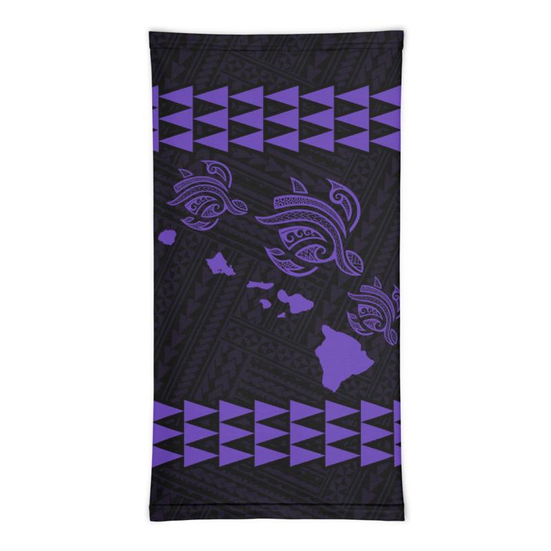 Hawaii Bandana Kakau Polynesian Three Turtle Map Neck Gaiter - Purple - Polynesian Pride