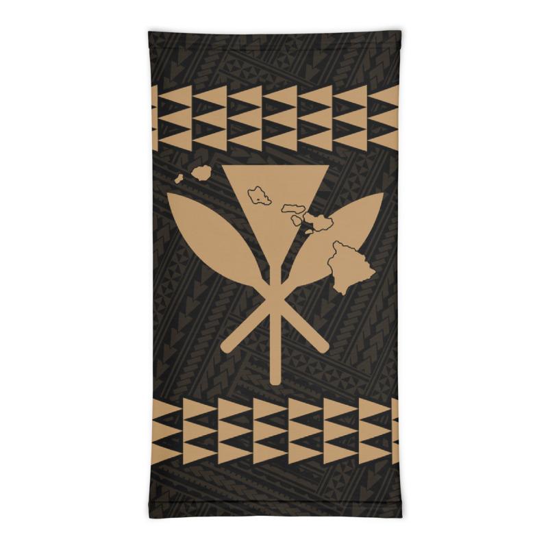 Hawaii Bandana Kakau Polynesian Kanaka Map Neck Gaiter - Gold - Polynesian Pride