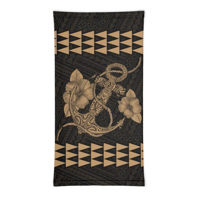 Hawaii Bandana Kakau Polynesian Anchor Neck Gaiter - Gold - Polynesian Pride