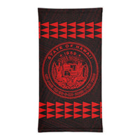 Hawaii Bandana Kakau Polynesian Coat Of Arms Neck Gaiter - Red - Polynesian Pride