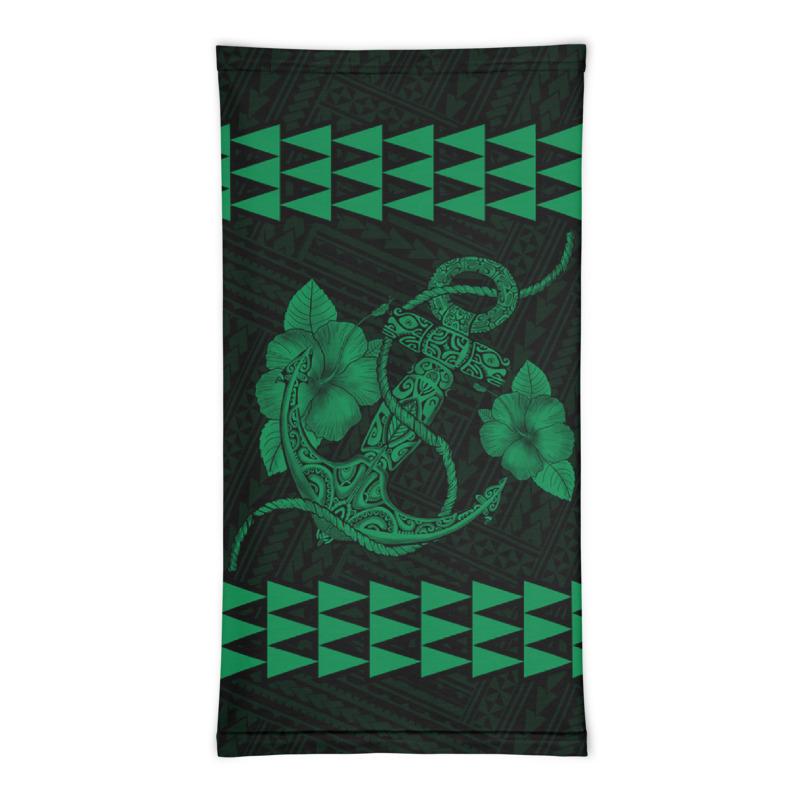 Hawaii Bandana Kakau Polynesian Anchor Neck Gaiter - Green - Polynesian Pride