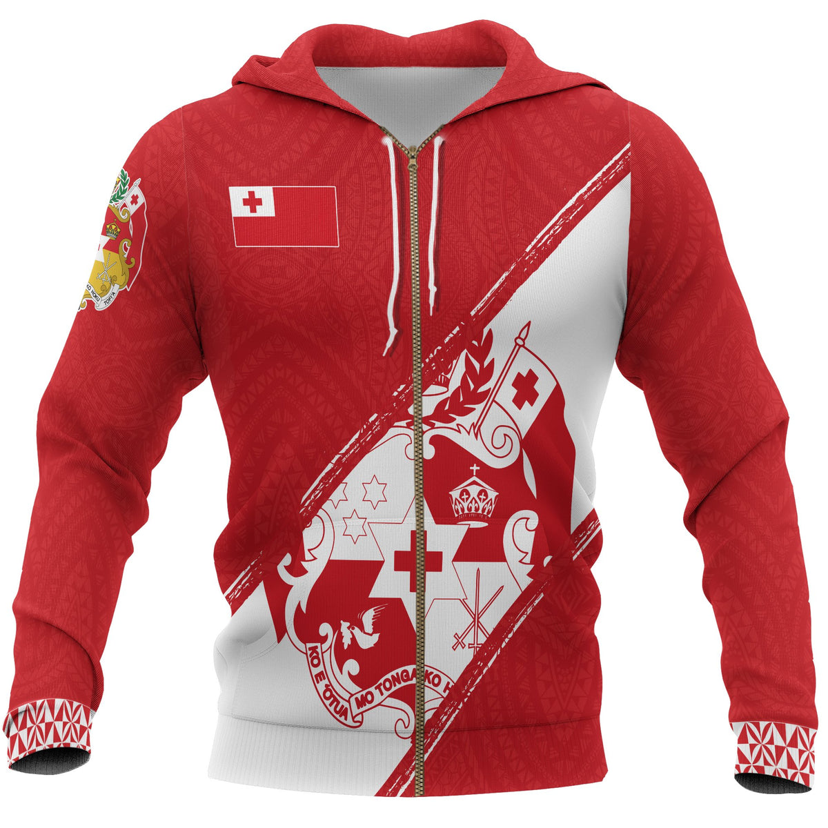 Tonga Zip up Hoodie Love Tonga Unisex Red - Polynesian Pride