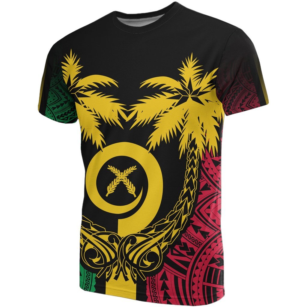 Vanuatu T Shirt Vanuatuan Flag Coconut Tree Unisex Black - Polynesian Pride