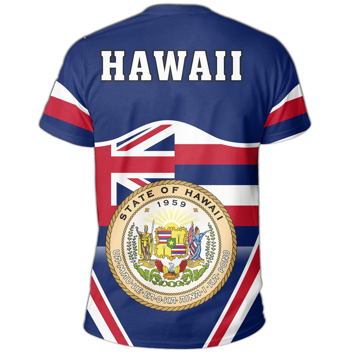 Hawaii Coat of Arms T Shirt Line Sport - Polynesian Pride