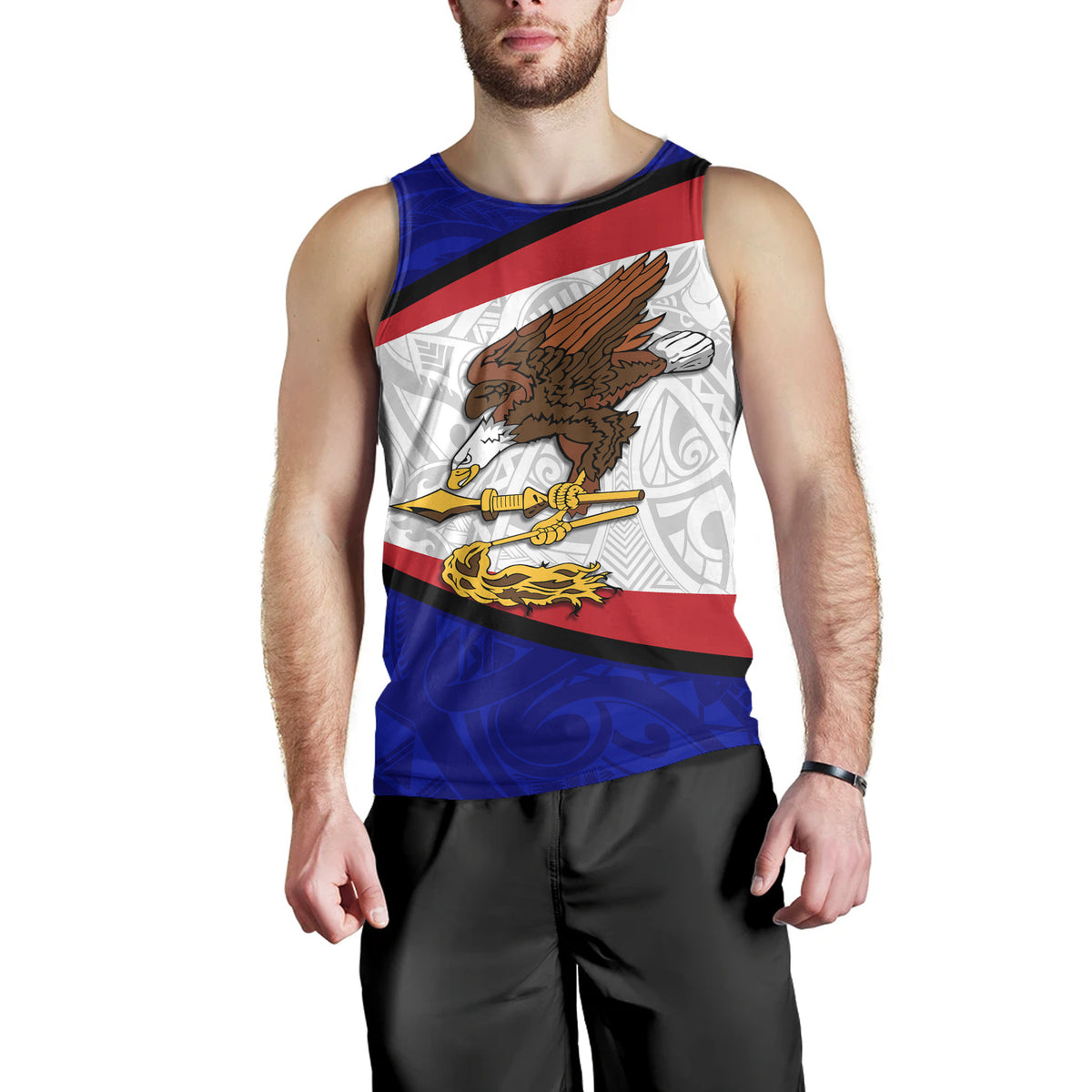 American Samoa Tank Top - American Samoa Polynesian Flag With Coat Of Arms - Polynesian Pride