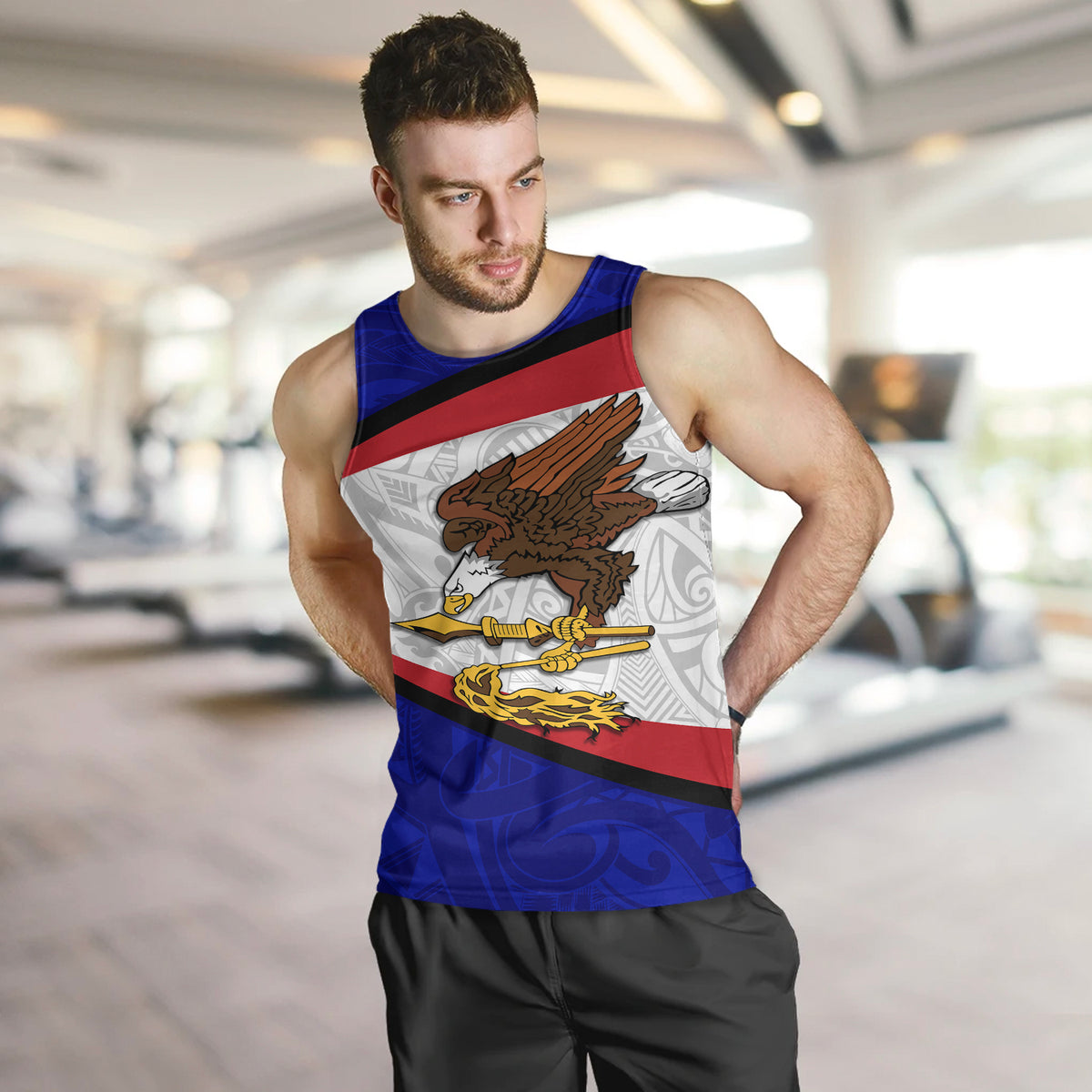 American Samoa Tank Top - American Samoa Polynesian Flag With Coat Of Arms - Polynesian Pride