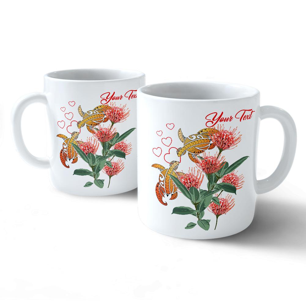 (Personalized) Hawaii Turtle Lehua Flower Polynesian Mug - Lehua Style - AH Mug 11oz White - Polynesian Pride