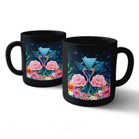 Kanaka Flamingo Couple Rose Hibiscus Plumeria Mug - Love Universe - AH Mug 11oz Black - Polynesian Pride