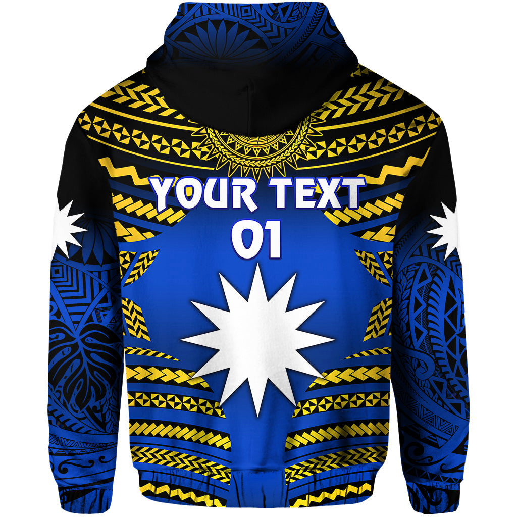 Custom Nauru Polynesian Flag Zip Hoodie Creative Style Gradient Blue, Custom Text and Number LT8 - Polynesian Pride