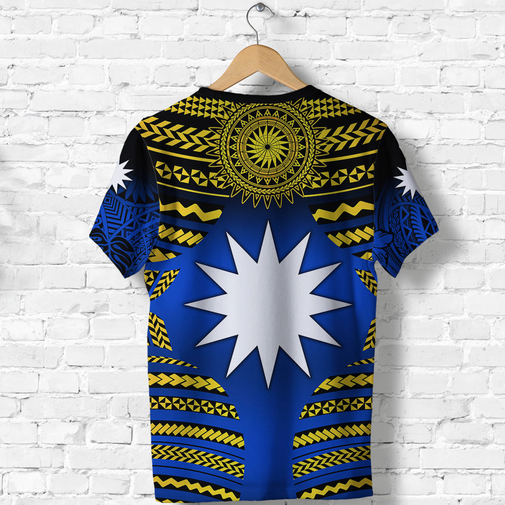 Custom Nauru Polynesian Flag T Shirt Creative Style Gradient Blue LT8 - Polynesian Pride