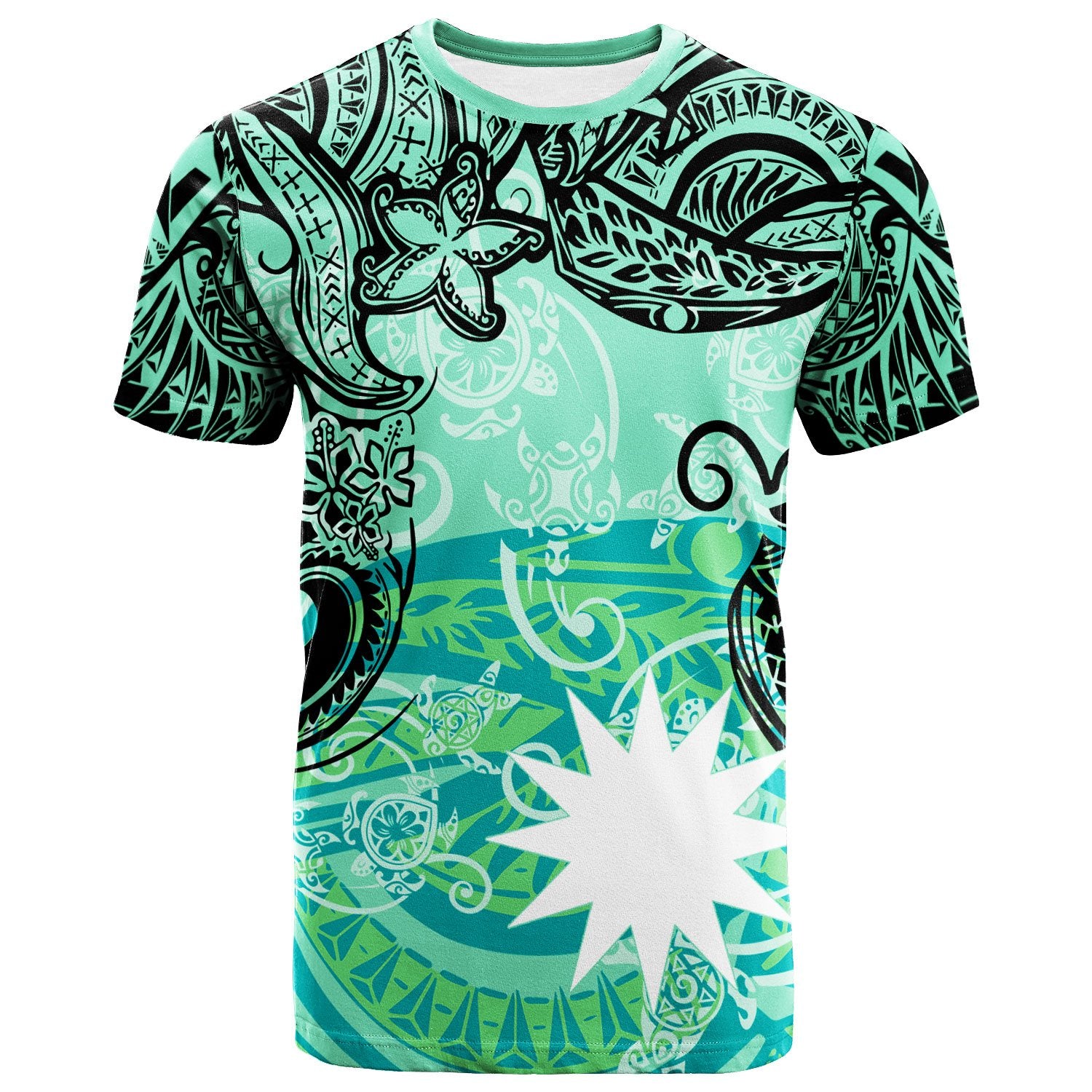 Nauru T Shirt Vintage Floral Pattern Green Color Unisex Green - Polynesian Pride