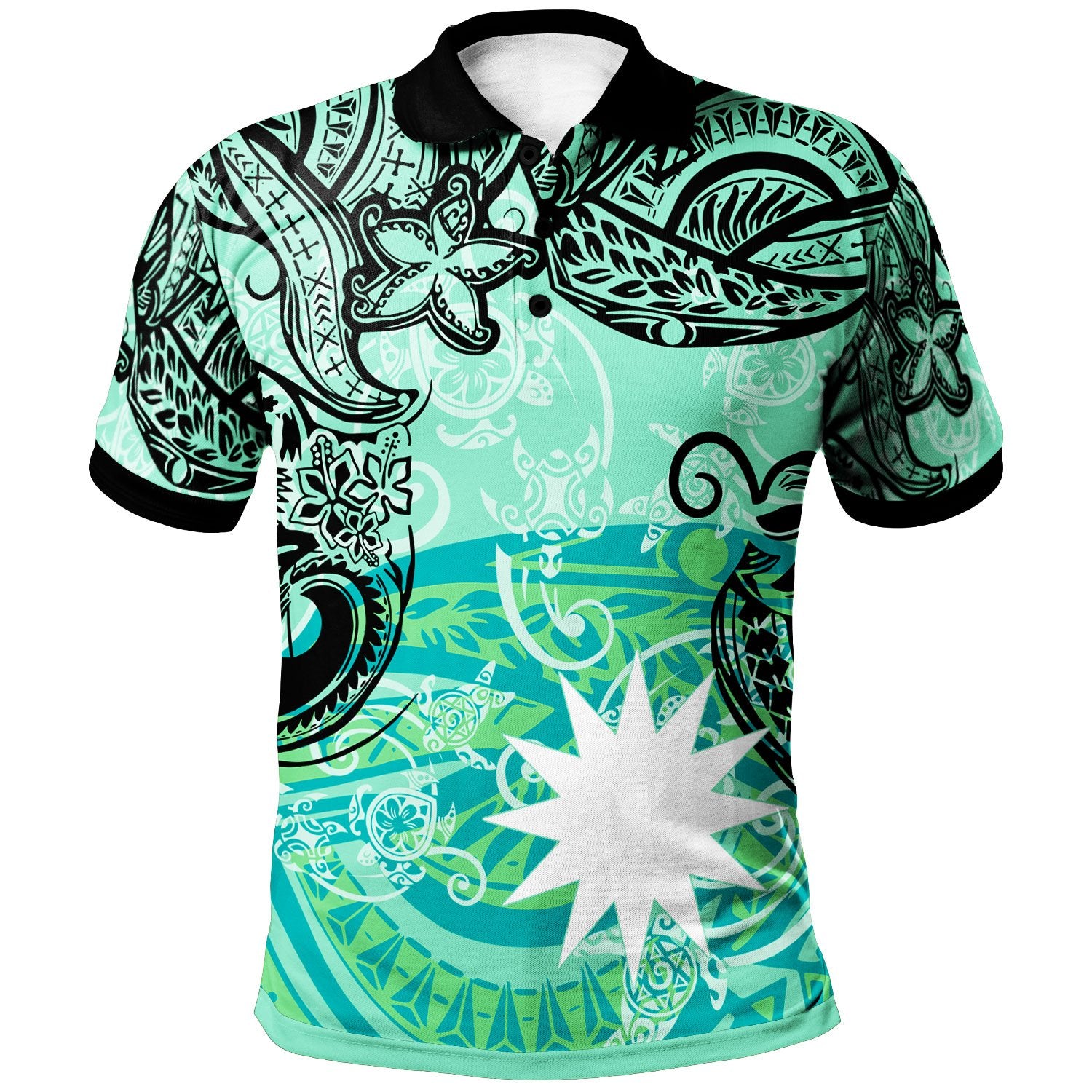 Nauru Polo Shirt Vintage Floral Pattern Green Color Unisex Green - Polynesian Pride