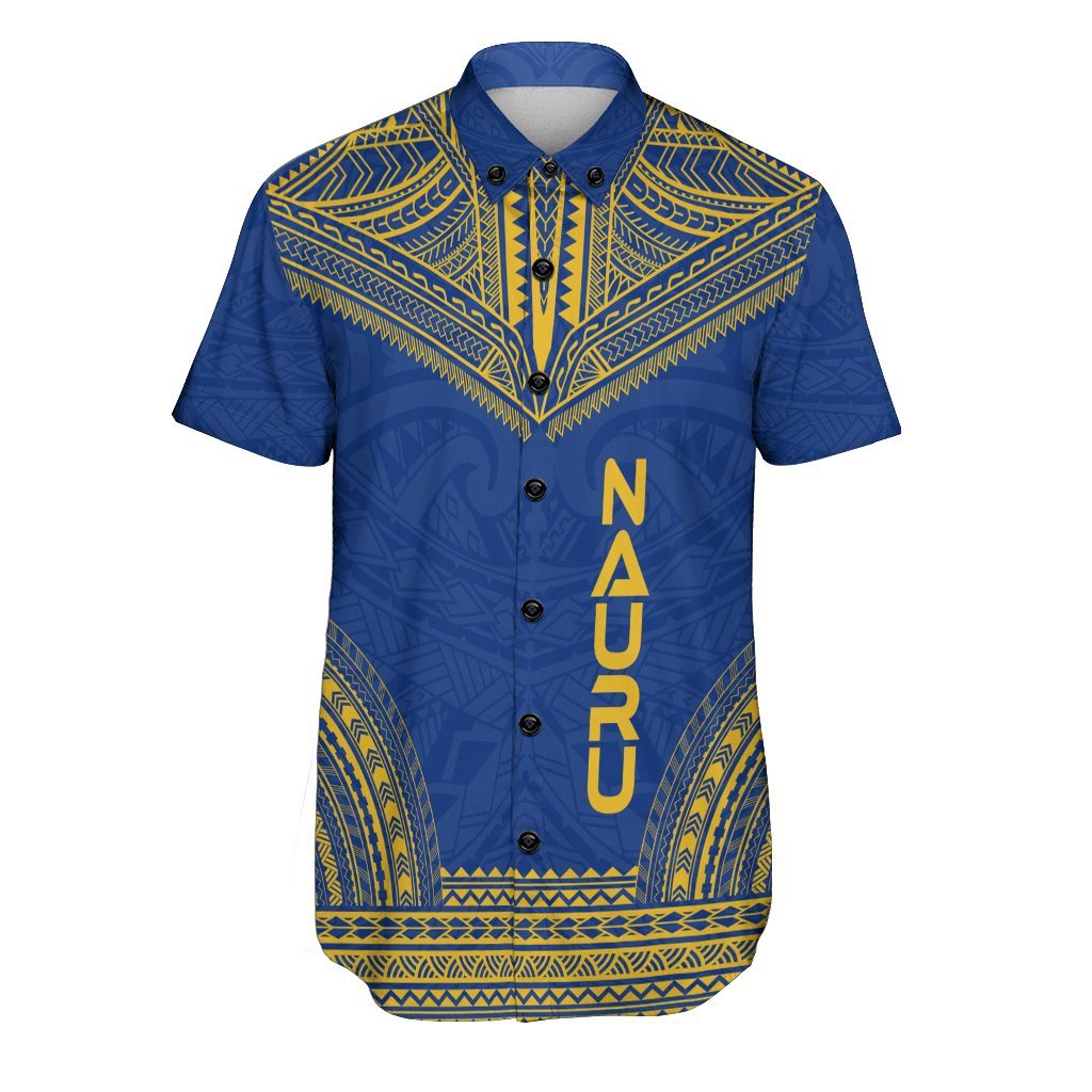 Nauru Polynesian Chief Shirt - Flag Version Men Blue - Polynesian Pride