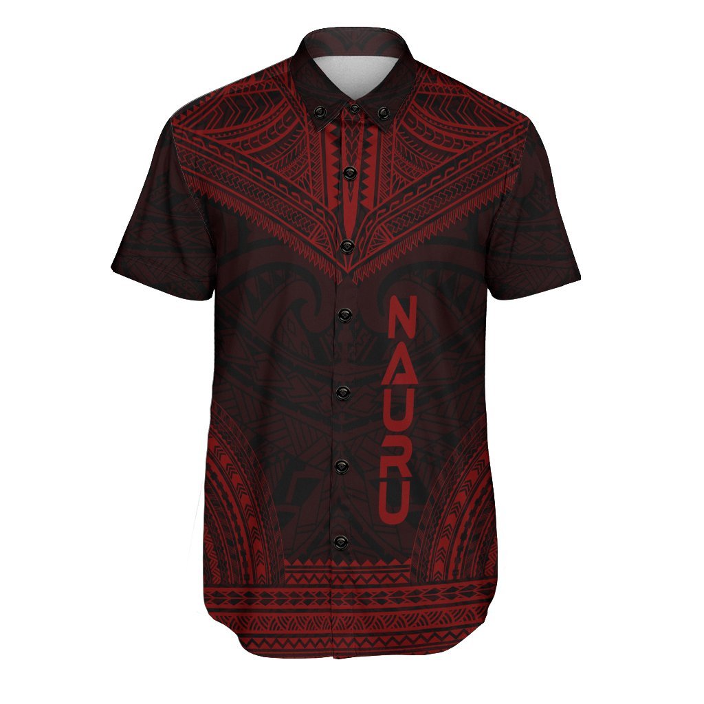Nauru Polynesian Chief Shirt - Red Version Men Red - Polynesian Pride
