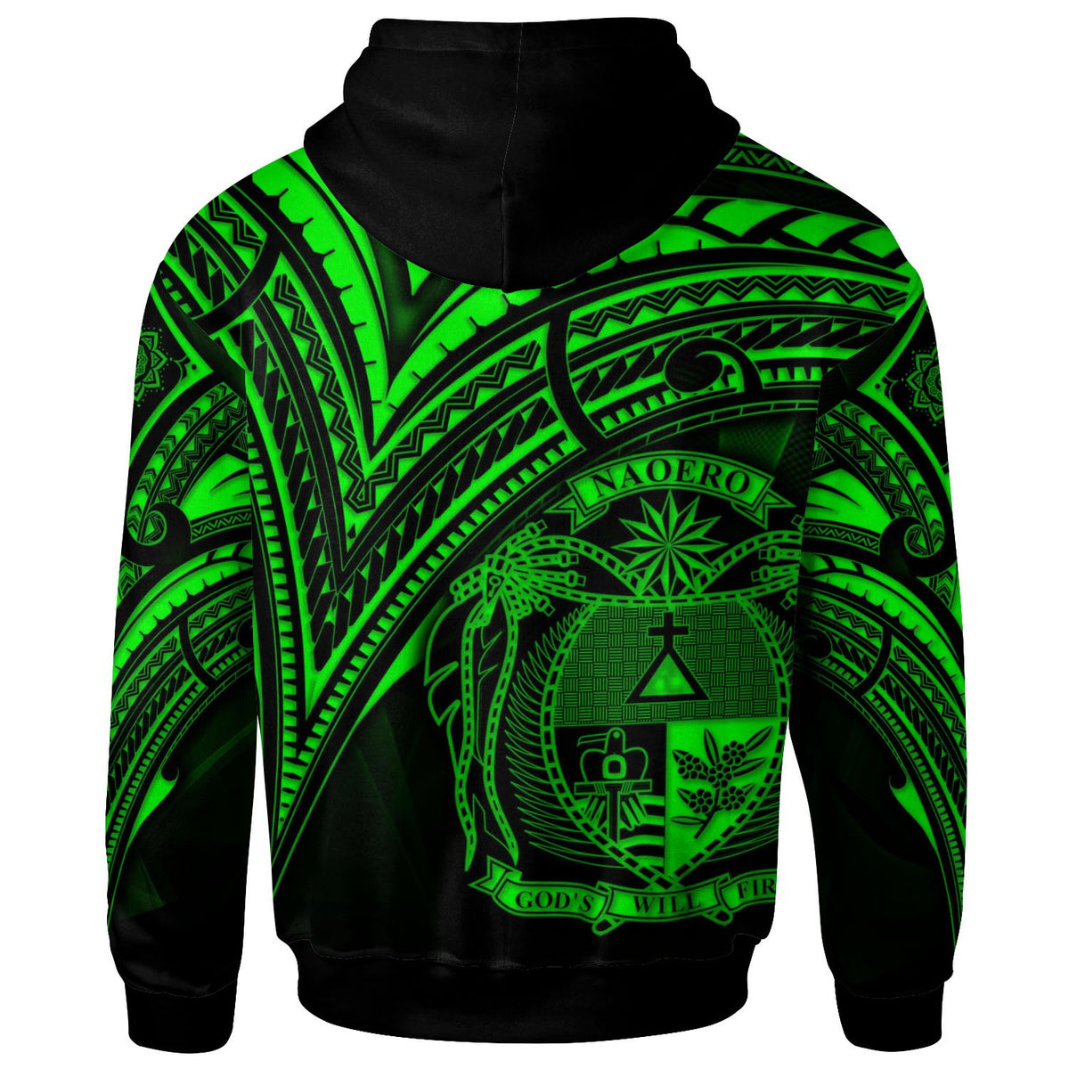 Nauru Hoodie Green Color Cross Style - Polynesian Pride