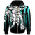 New Caledonia Zip Hoodie Cyan Vertical Stripes Style Unisex Cyan - Polynesian Pride