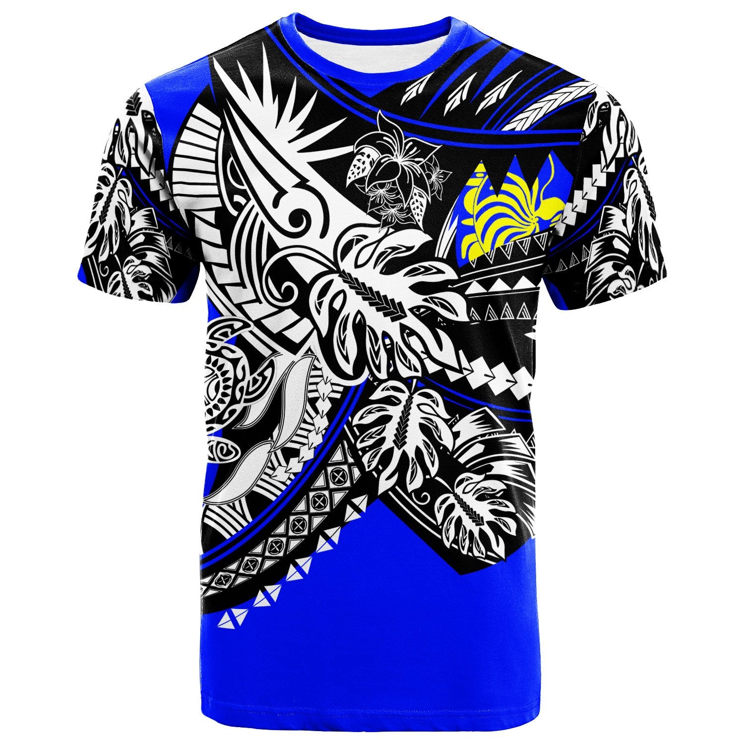 New Caledonia T Shirt Tribal Jungle Blue Pattern Unisex Blue - Polynesian Pride