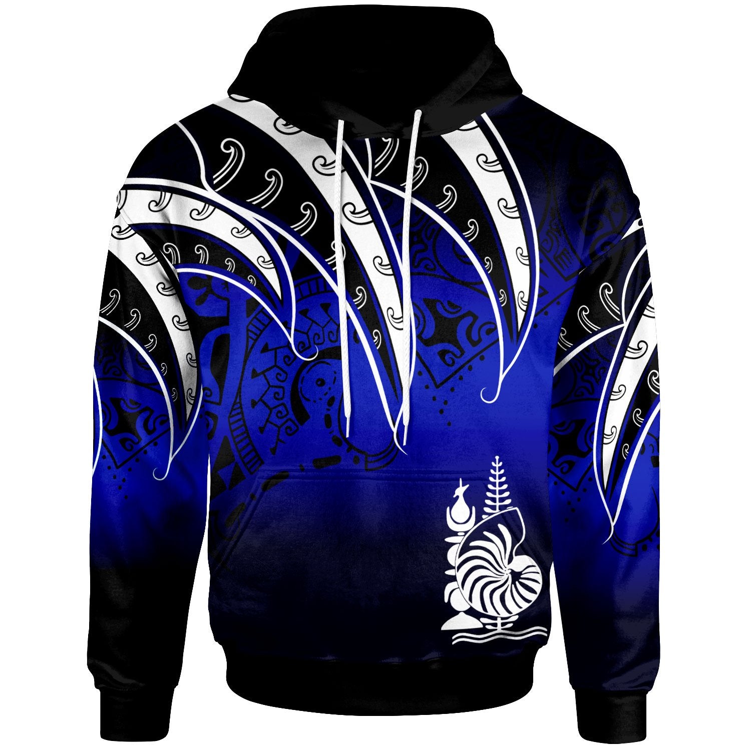 New Caledonia Hoodie Tropical Leaf Gradient Blue Style Unisex Blue - Polynesian Pride