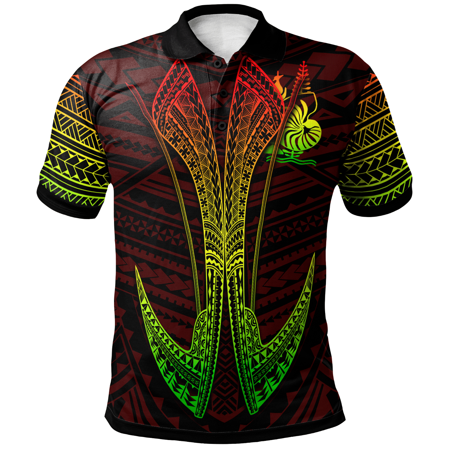 New Caledonia Custom Polo Shirt Fish Hook Ver2 Unisex Red - Polynesian Pride