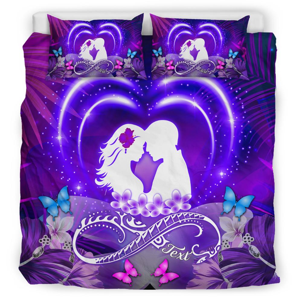 (Personalized) Hawaiian Couple Hibiscus Valentine Bedding Set - Bliss Style AH Purple - Polynesian Pride